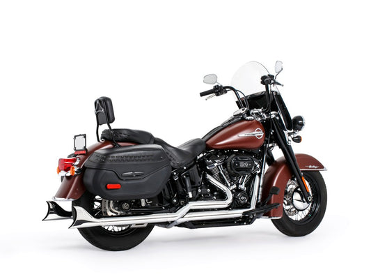 33in. True Dual SharkTail Exhaust - Chrome. Fits Softail 2018up.