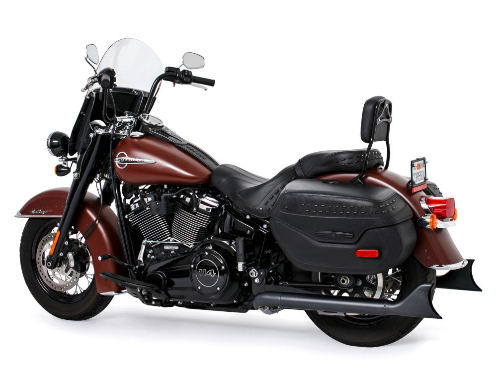 33in. True Dual SharkTail Exhaust - Black. Fits Softail 2018up.