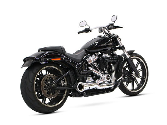 Turnout 2-into-1 Exhaust - Chrome with Black End Cap. Fits Softail 2018up.