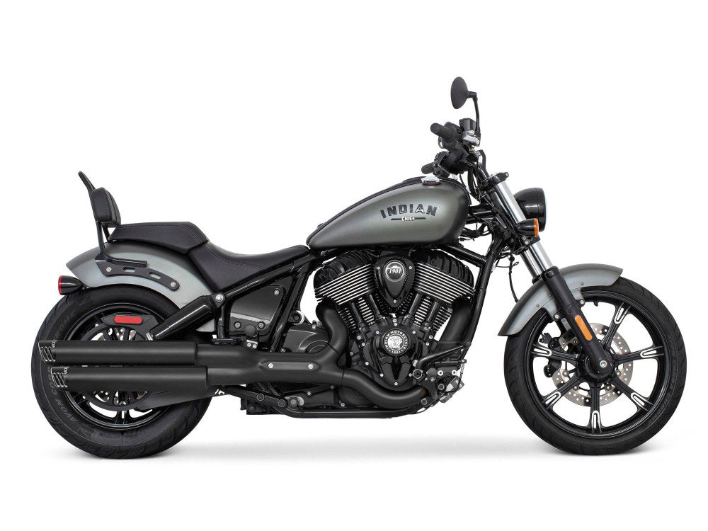 3.25in. Slip-On Mufflers - Black with Black Racing End Caps. Fits Indian Cruiser 2022up