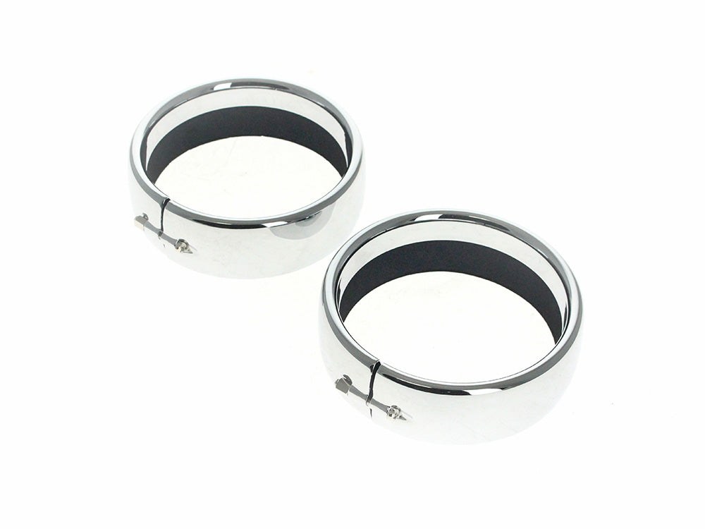 Frenched 4-1/2in. Passing Lamp Trim Ring - Chrome. Fits Big Twin 1969up