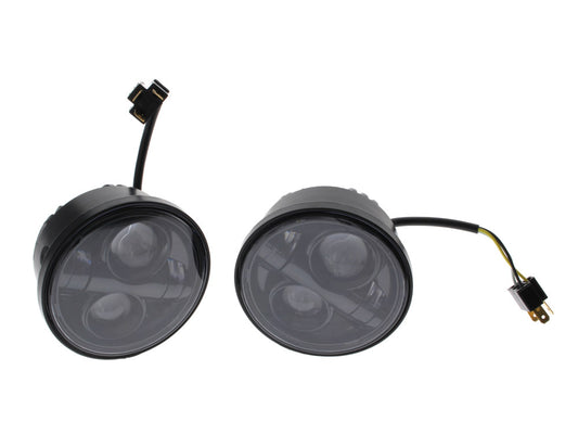 4-1/2in. HeadLight Inserts - Black. Fits Dyna Fat Bob 2008-2017 with Dual Headlight.