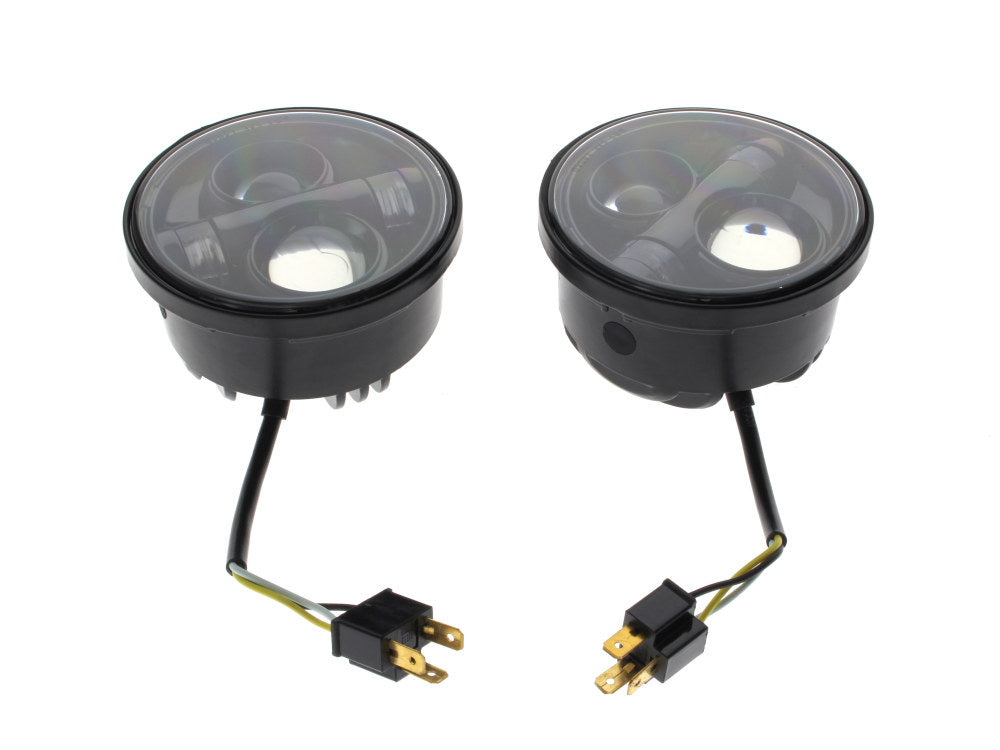 4-1/2in. HeadLight Inserts - Black. Fits Dyna Fat Bob 2008-2017 with Dual Headlight.