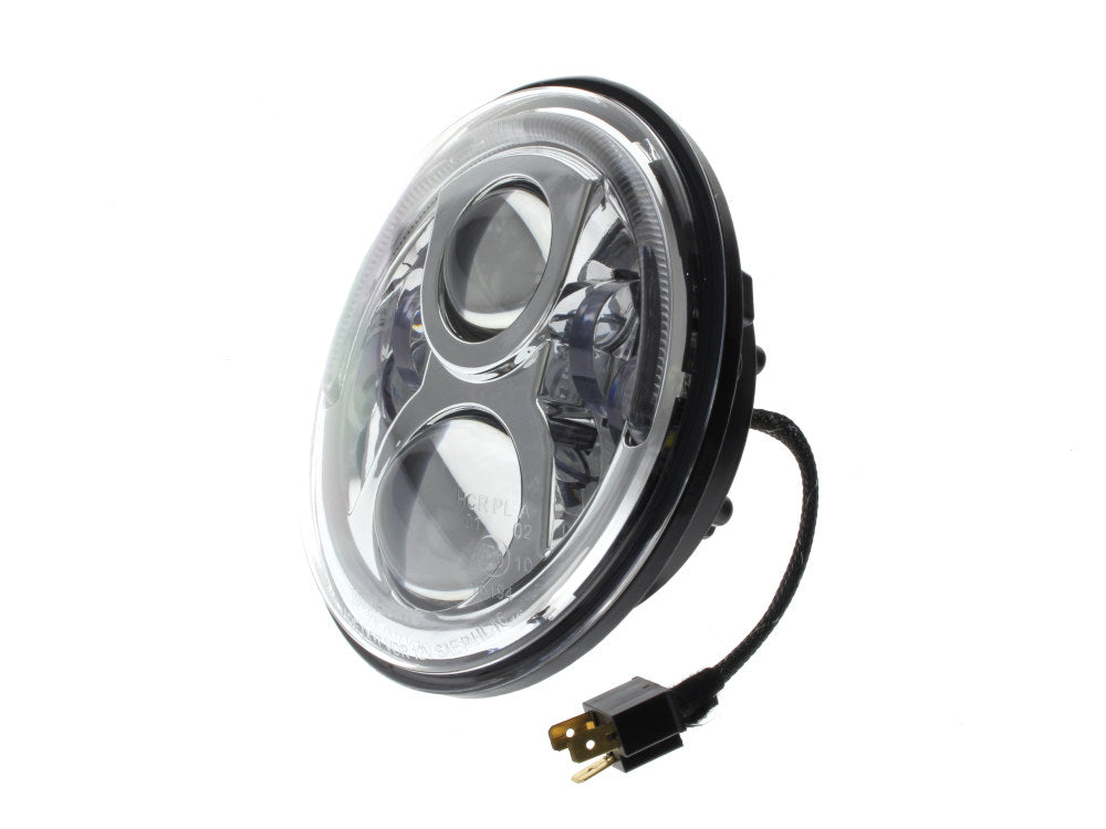7in. LED Headlight Insert with Halo - Chrome. Fits Most H-D, Indian Chief Classic & Dark Horse Models with 7in. Headlight.