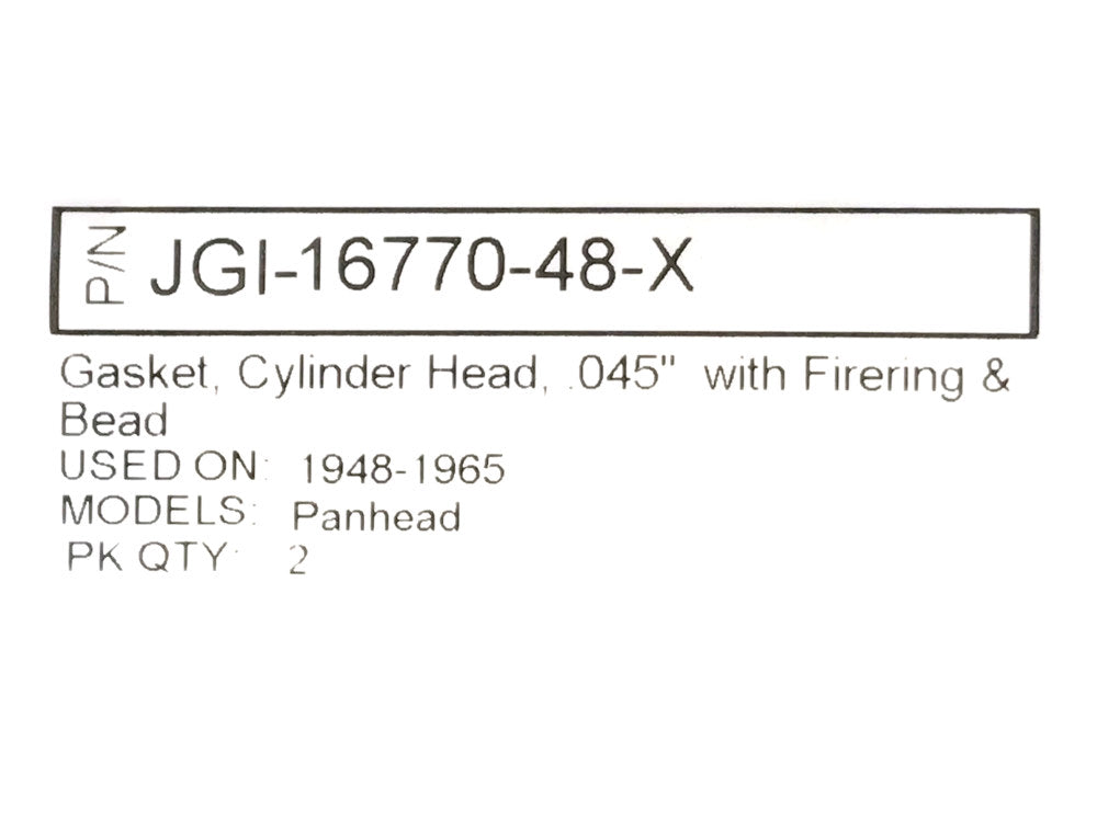 Cylinder Head Gaskets with Firering. Fits Big Twin 1948-1965 with Pan Engine.