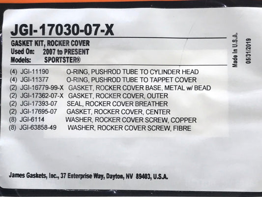 Rocker Cover Gasket Kit. Fits Sportster 2007-2021.