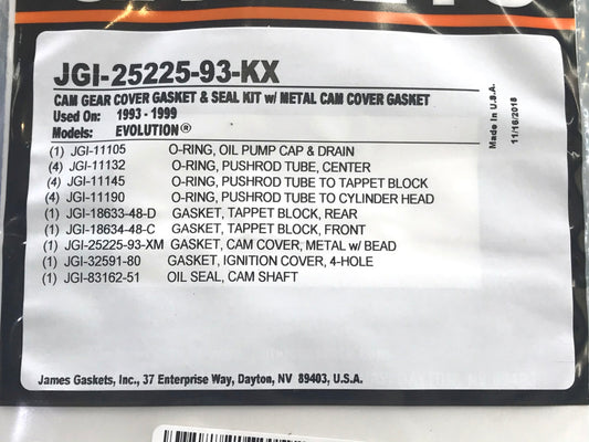 Cam Change Gasket Kit. Fits Evolution Big Twin 1993-1999.