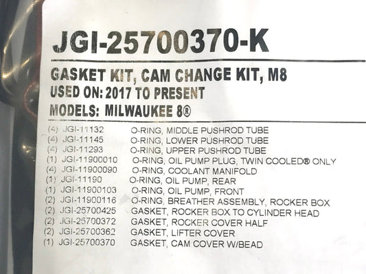 Cam Change Gasket Kit. Fits Milwaukee-Eight 2017up.