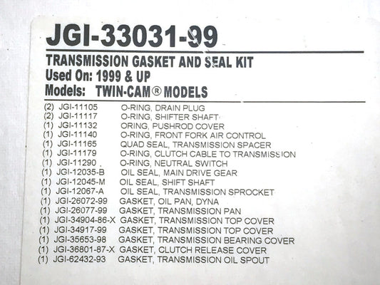 Transmission Gasket Kit. Fits 5Spd Touring 1999-2006 & Dyna 1999-2000
