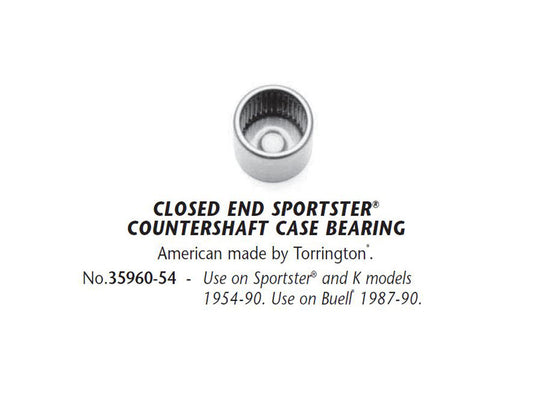 Closed End Countershaft Case Bearing. Fits Sportster 1954-1990.