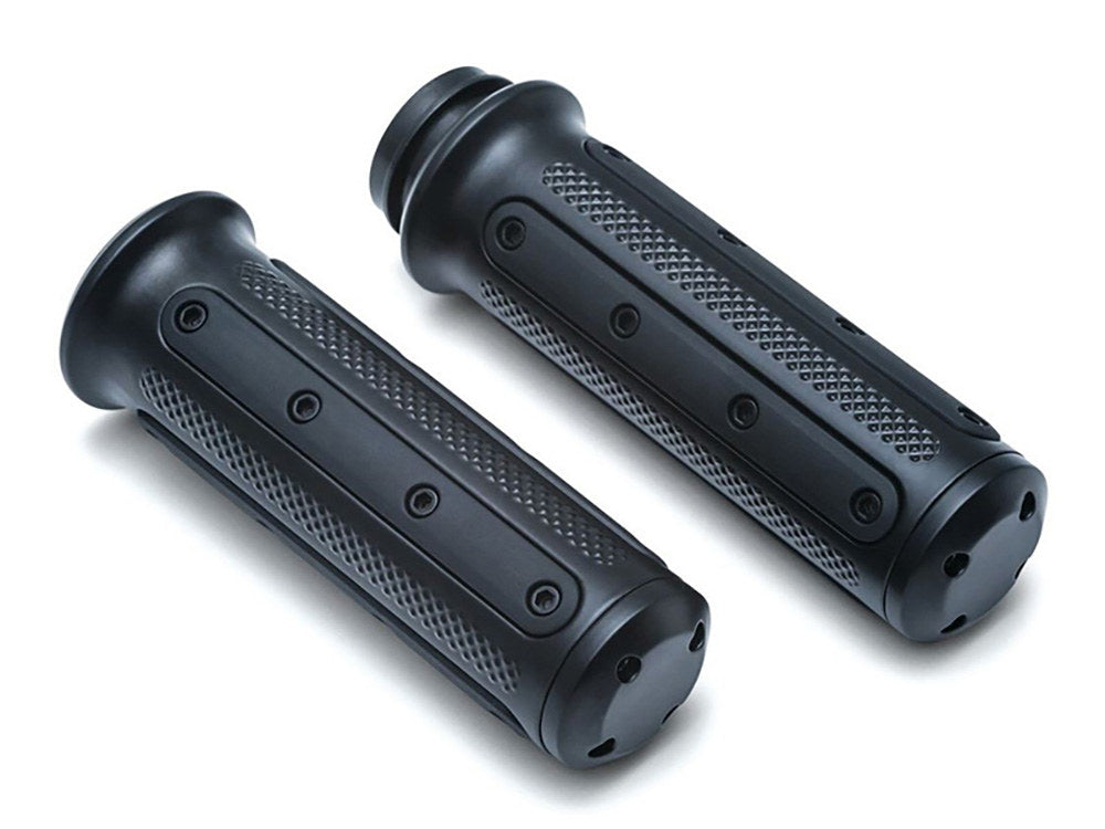 Heavy Industry Handgrips - Black. Fits Big Twin 2008-2024 with Throttle-by-Wire