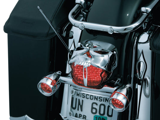 Zombie Taillight Cover - Chrome. Fits most H-D 1973up with Square OEM Taillight on Fender Top.