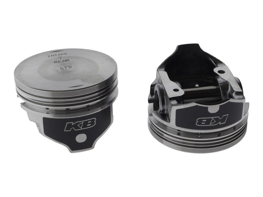 Std Flat Top Pistons with 9.1:1 Compression Ratio. Fits Sportster 1986-2003 with Big Bore 883cc to 1200cc Conversion.