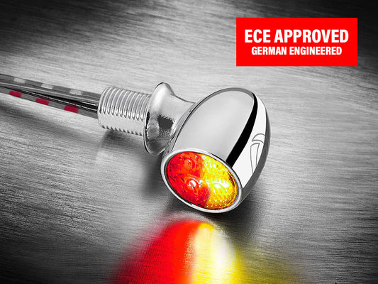 Atto DF Mini LED Turn Signal - Amber Turn - Red Run/Brake - Chrome.