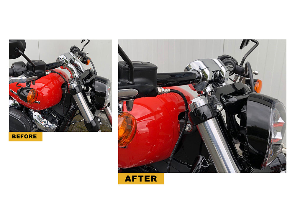 2in. Pullback Riser Bottoms - Gloss Black. Fits 2018up Breakout with 1-1/4in. Handlebar.
