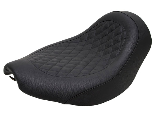 Fred Kodlin Diamond Stitch Solo Seat - Black. Fits Softail Breakout & Fatboy with Kodlin Fuel Tank & Rear Fender.
