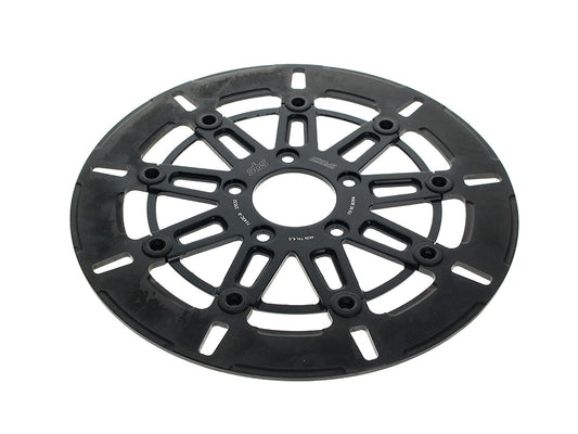 11.8in. Front 9-Spoke Disc Rotor - Polished Band & Black Carrier. Fits Dyna 2006-2017, Softail 2015up, Sportster 2014-2021 & Some Touring 2008up.