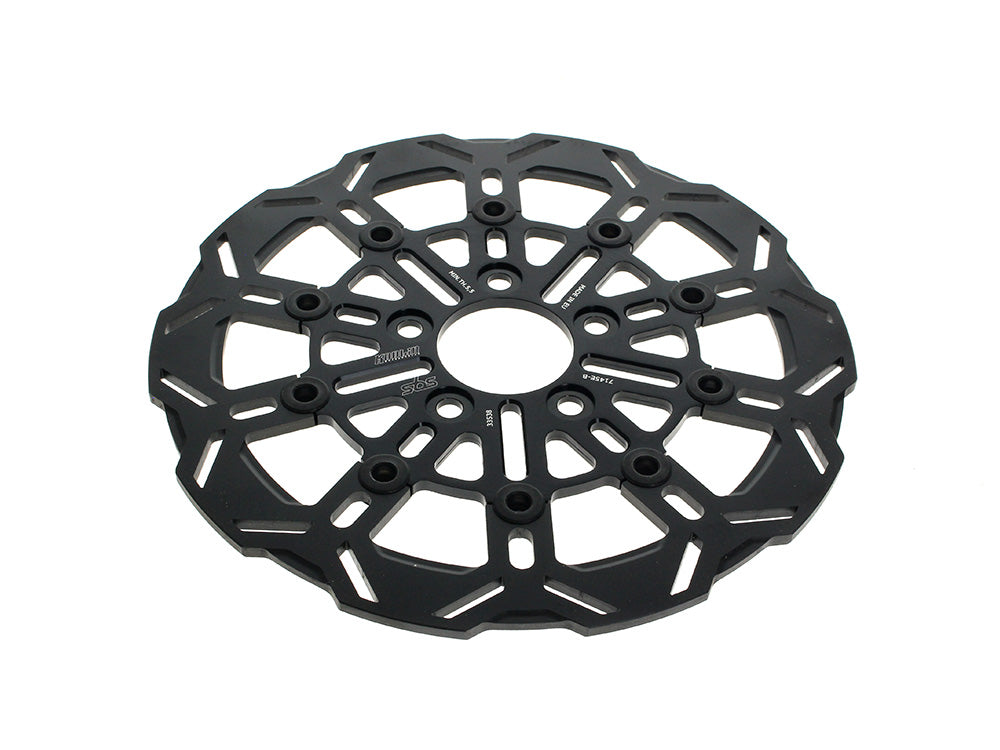 11.5in. Rear 10-Spoke Disc Rotor - Polished Band & Black Carrier. Fits Big Twin 2000up & Sportster 2000-2010.