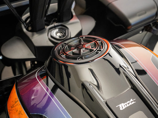 Ascent Pro, Fuel Cap - Gloss Black. Fits CVO Touring 2023up, Street Glide & Road Glide 2024up, Touring 2025up
