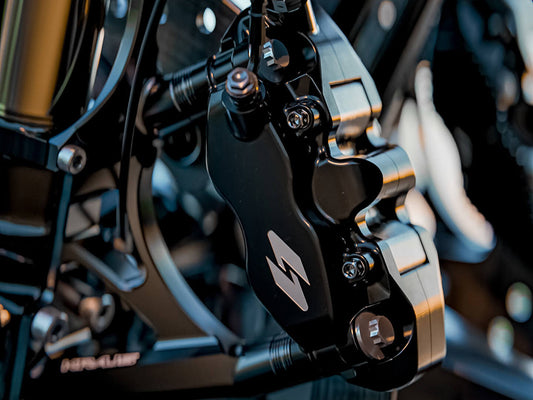 Left Hand Front RTX8 Series Radial 4 Piston Caliper - Black. Can be used as Right Hand Rear Caliper
