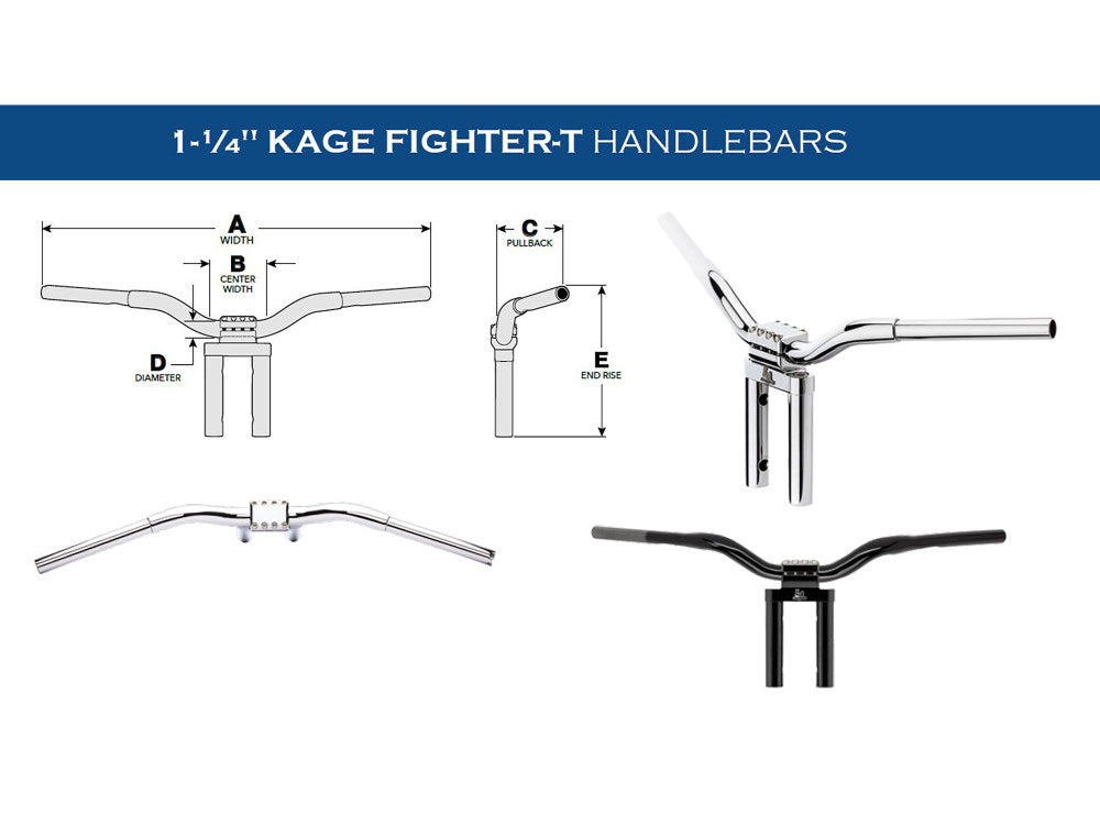10in. x 1-1/4in. Straight Kage Fighter Handlebar - Gloss Black.