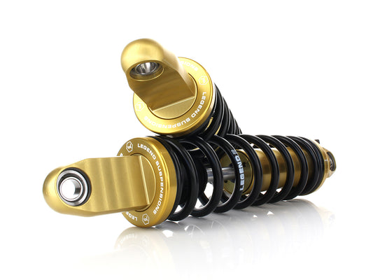 REVO-A Series, 13in. Adjustable Rear Shock Absorbers - Gold. Fits Dyna 1991-2017.