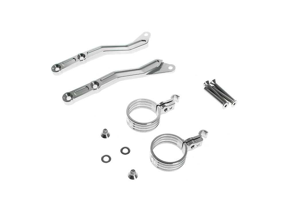 Revo ARC Remote Reservoir External Mounting Brackets - Clear. Fits CVO Touring 2015up, Street Glide & Road Glide 2024up, Touring 2025up
