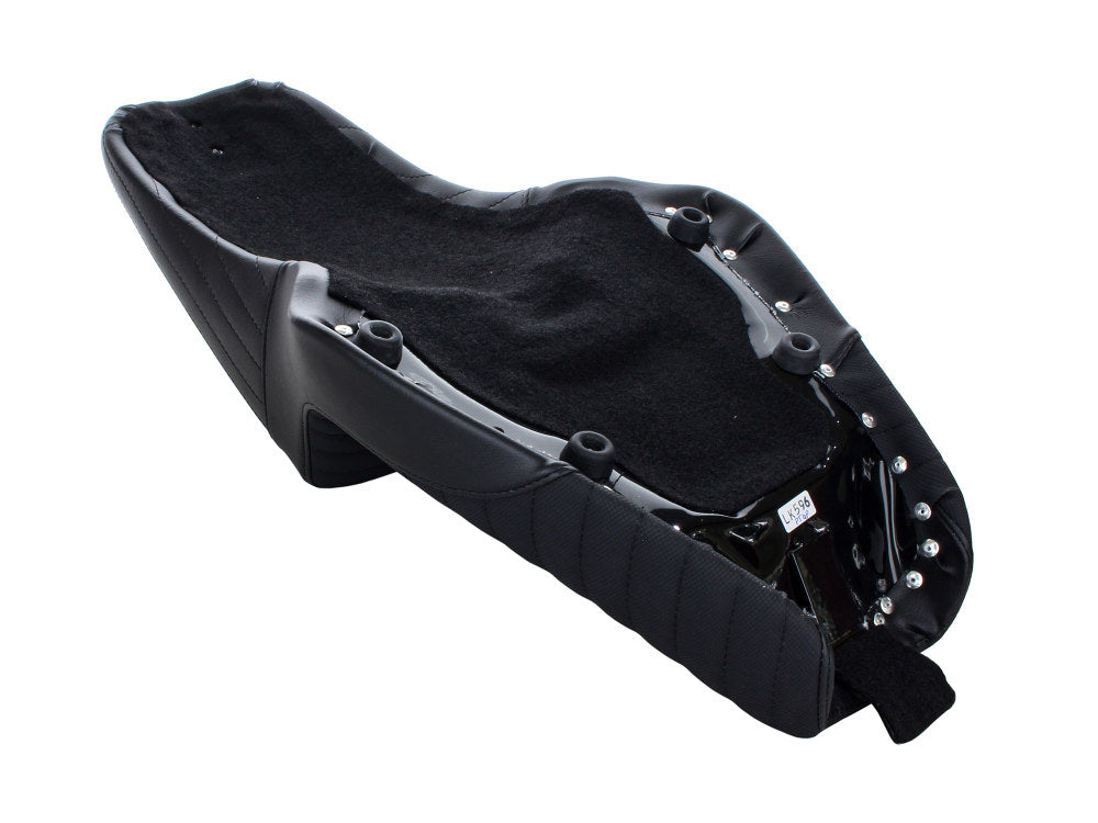 Kickflip Dual Seat with Pleated Gripper Tape. Fits Sportster 2004-2006 & Sportster 2010-2021 Models with either 3.3 or 4.5 Gallon Tank.