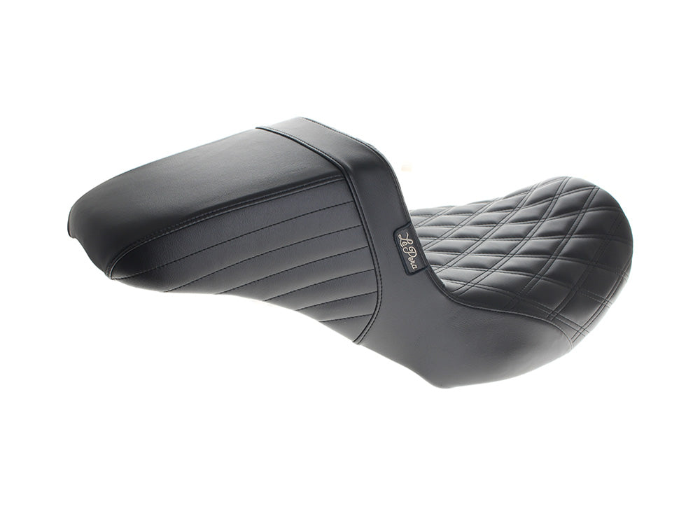 Kickflip Daddy Long Legs Dual Seat with Black Double Diamond Stitch - Extended Reach. Fits CVO Touring 2023up, Street Glide & Road Glide 2024up, Touring 2025up