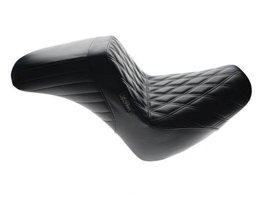 KickFlip Dual Seat with Black Diamond Stitch. Fits Fat Bob 2018-2024