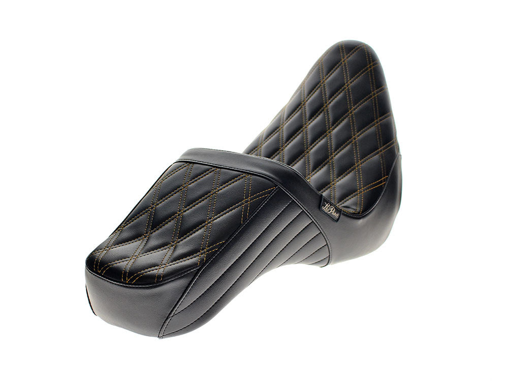 TailWhip Dual Seat with Gold Diamond Stitch. Fits Sport Glide & Low Rider 2018up & Low Rider S 2020up.
