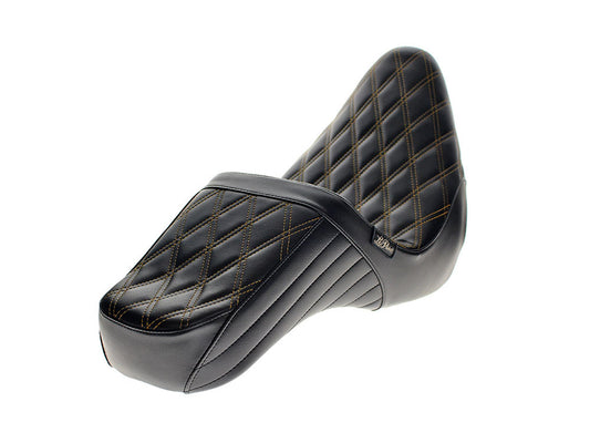 TailWhip Dual Seat with Gold Diamond Stitch. Fits Sport Glide & Low Rider 2018up & Low Rider S 2020up.