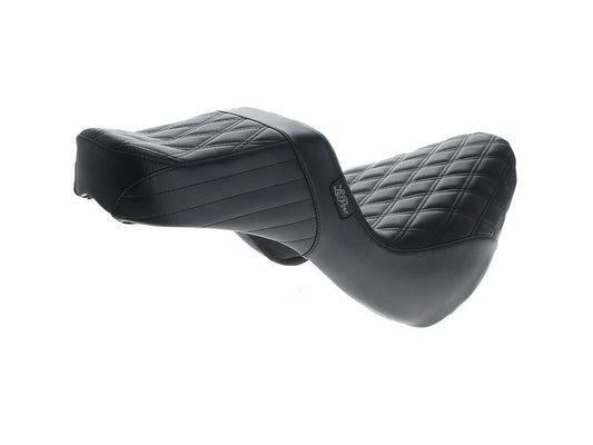 TailWhip Daddy Long Legs Dual Seat with Black Double Diamond Stitch - Extended Reach. Fits Sport Glide & Low Rider 2018up & Low Rider S 2020up.