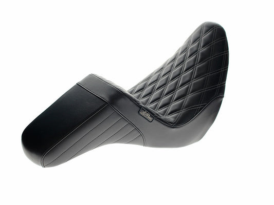 KickFlip Dual Seat with Gun Metal Grey Double Diamond Stitch. Fits Sport Glide & Low Rider 2018up & Low Rider S 2020up.