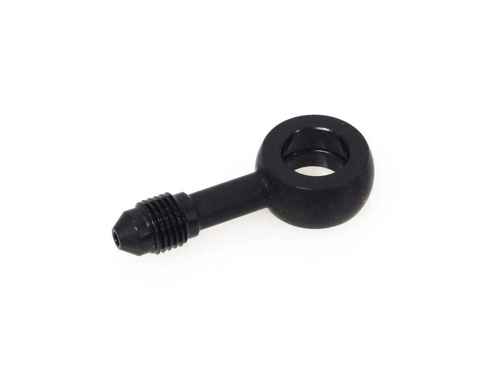 Black 7/16in. ID, 180 Degree Straight Banjo - Male #3 End.