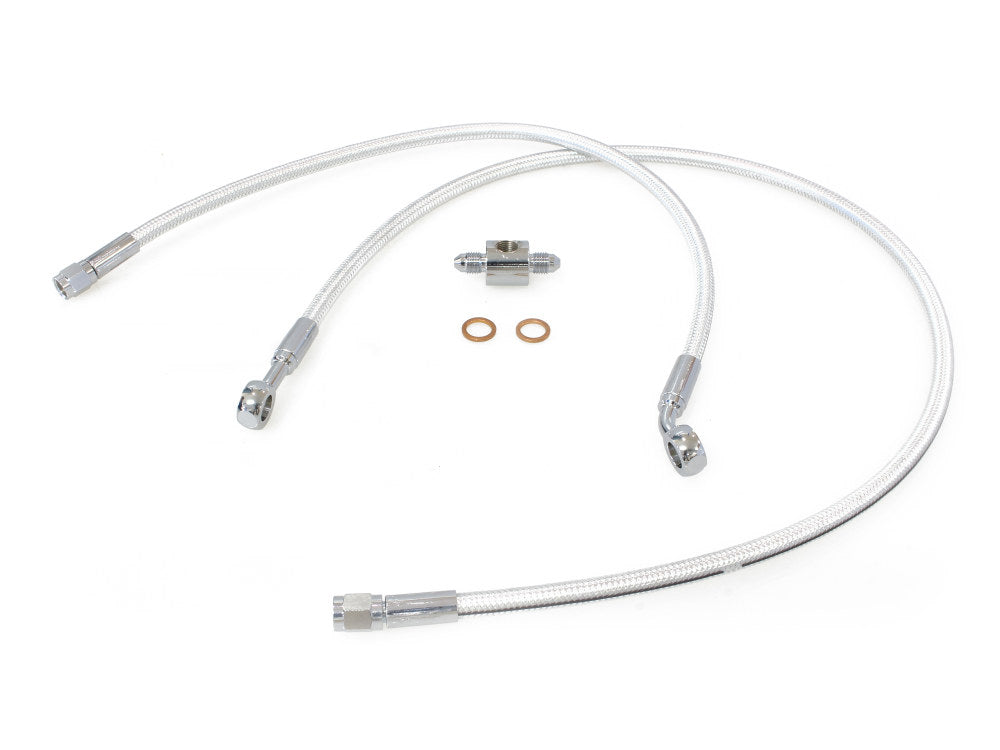 Rear Brake Line - Sterling Chromite. Fits FL Softail 1987-1999