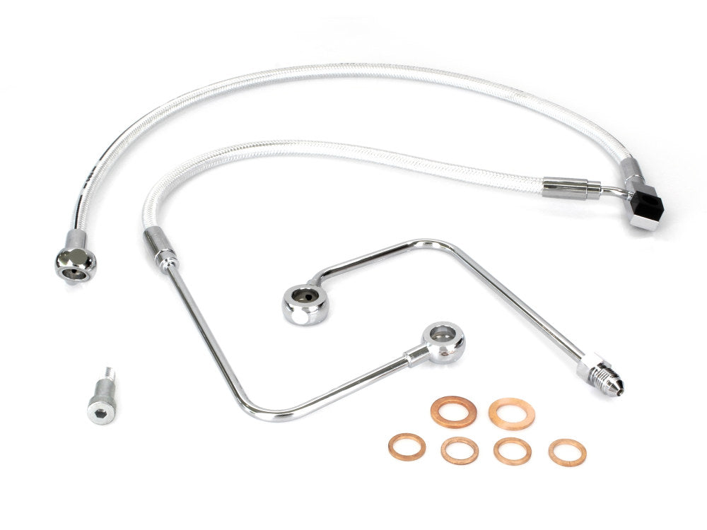 Stock Length Lower Front Brake Line - Sterling Chromite. Fits FXST Softail 2011-2015 & Rocker 2011