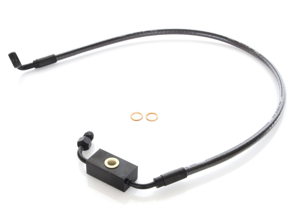 +2in. Over Length Lower Front Brake Line - Black Pearl. Fits Dyna 2012-2017