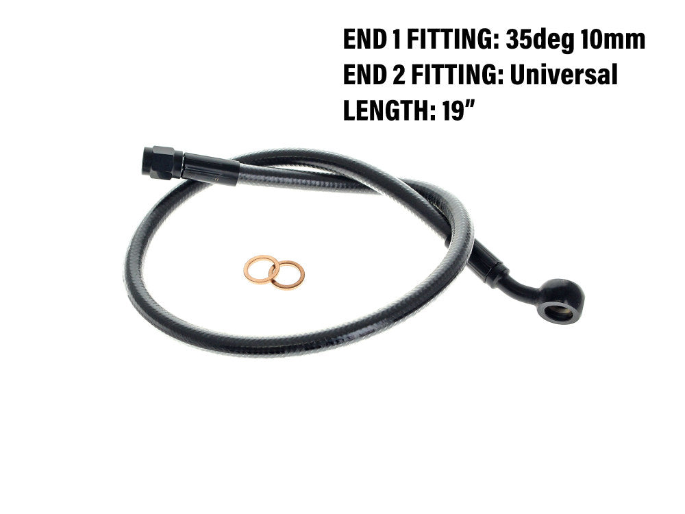 19in. Upper Front Brake Line with 10mm x 35 Degree Banjo - Black Pearl.
