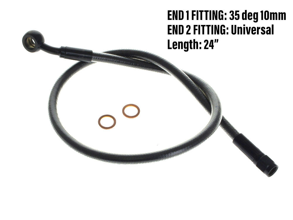 24in. Upper Front Brake Line with 10mm x 35 Degree Banjo - Black Pearl.
