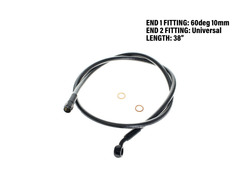 38in. Upper Front Brake Line with 10mm x 35 Degree Banjo - Black Pearl.