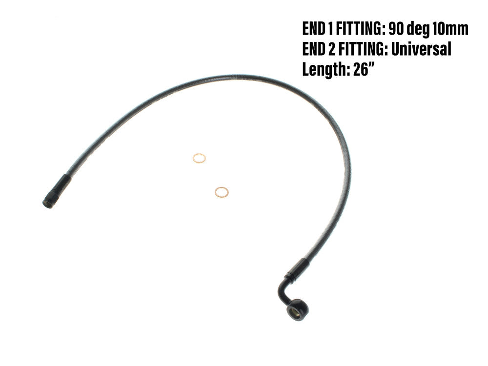 26in. Upper Front Brake Line with 10mm x 90 Degree Banjo - Black Pearl.