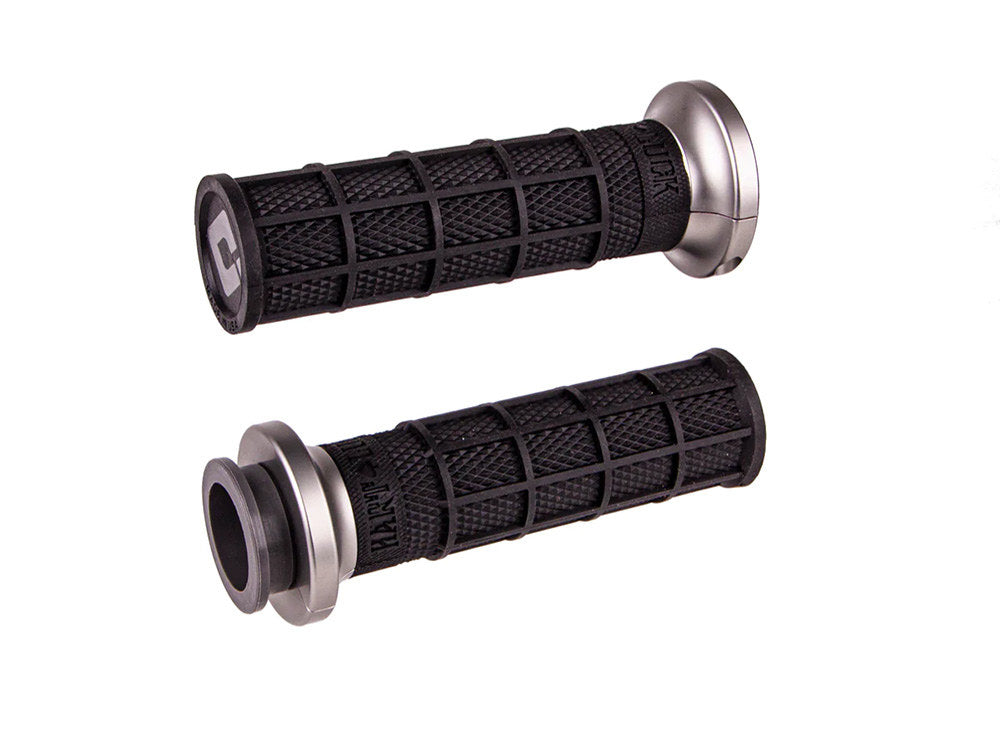 Hart-Luck Full Waffle Lock-On Handgrips - Grey. Fits Big Twin 2008-2024 with Throttle-by-Wire