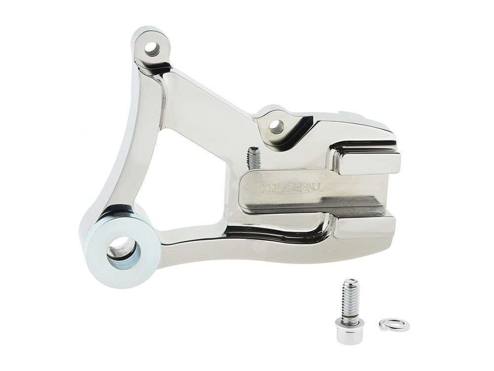 Right Hand Rear Caliper Mount - Chrome. Fits Dyna 1991-1999 with 11.5in. Disc Rotor when using Performance Machine 125x4R Caliper.