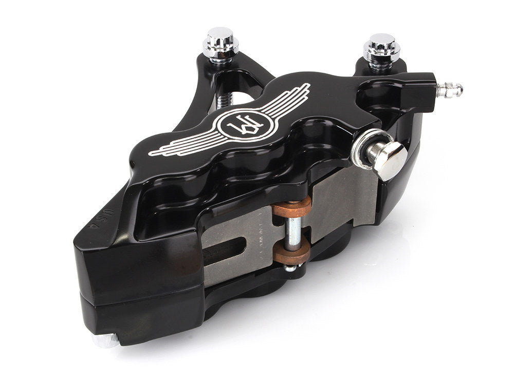 Left Hand Front 6 Piston Caliper - Black Contrast Cut. Fits Softail 2000-2017, Dyna 2000-2005, Touring 2000-2007 & Sportster 2000-2007 Models with 13in. Disc Rotor.