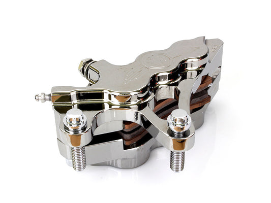 Left Hand Front 6 Piston Caliper - Chrome. Fits Softail 2000-2017, Dyna 2000-2005, Touring 2000-2007 & Sportster 2000-2007 Models with 13in. Disc Rotor.