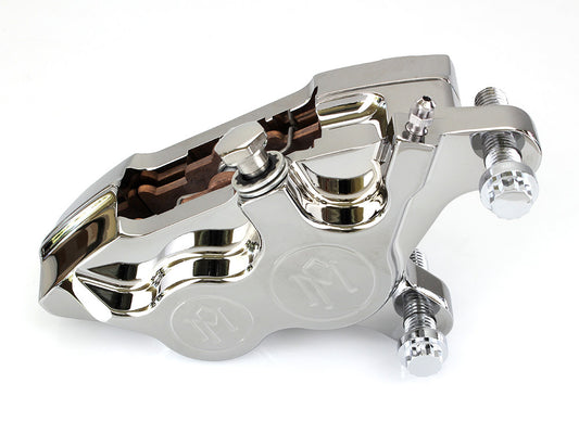 Right Hand Front 4 Piston Caliper - Chrome. Fits most Big Twin 2000up & Sportster 2000-2007 Models with 11.5in. Disc Rotor.