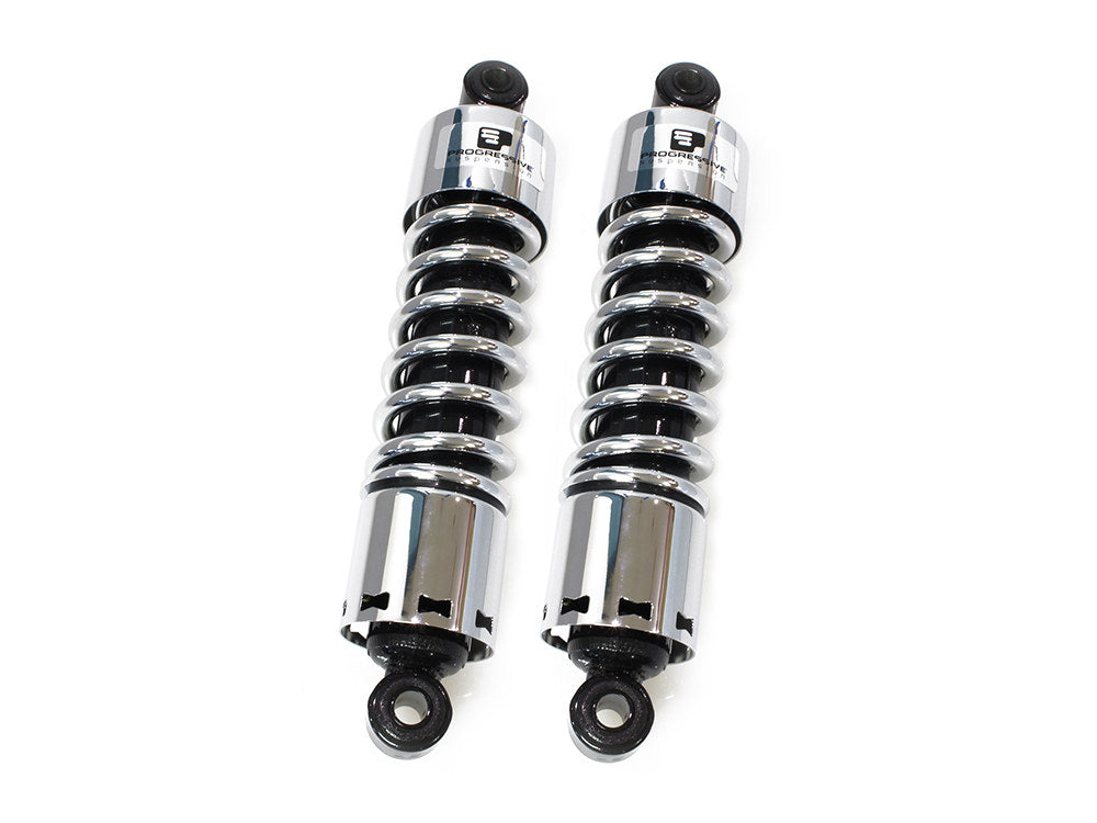 412 Series, 12in. Rear Shock Absorbers - Chrome. Fits 4Spd Big Twin 1973-1986
