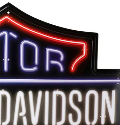 Harley-Davidson Neon Look Bar & Shield Embossed Tin Sign