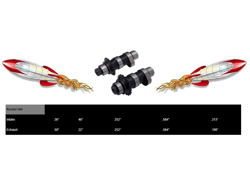 584C Chain Drive Camshafts. Fits Dyna 2006 & Twin Cam 2007-2017.